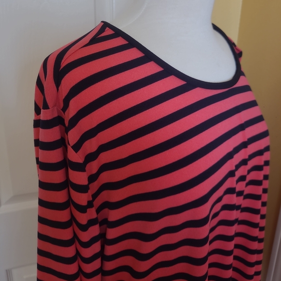 SUSAN GRAVER BLACK ORANGE STRIPED TUNIC, SIZE 3XP - Picture 9 of 10